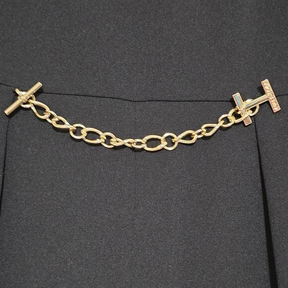 Halston‎ Black Wide Leg Gold Chain Waist Detail Jumpsuit Size 6 New - Picture 7 of 11